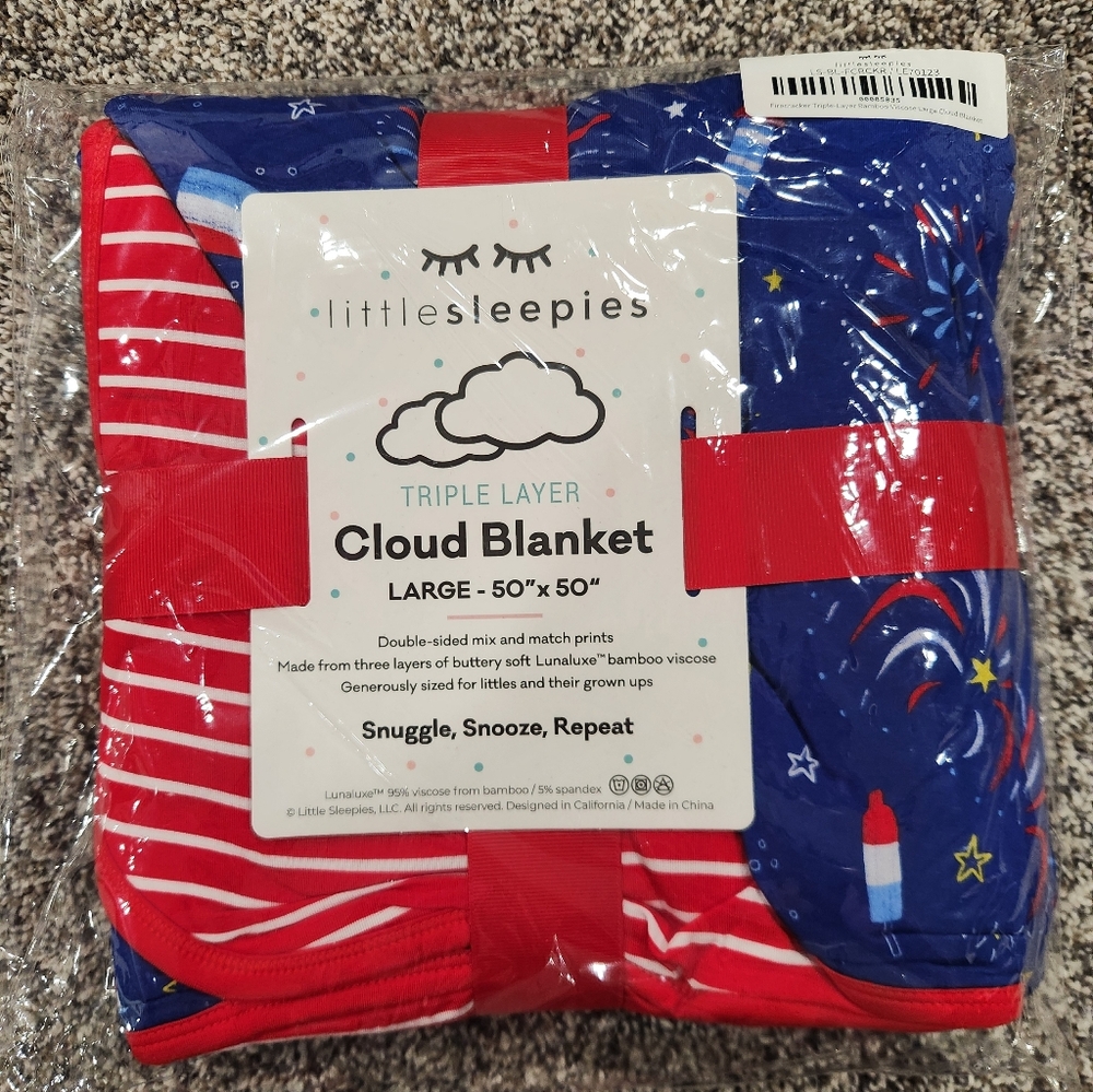 Little Sleepies Red and Blue Cloud Blanket